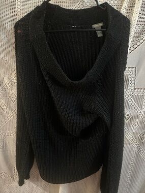 Charlotte Russe Black Cowl Neck Ribbed Sweater
